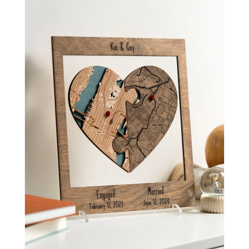 Two Locations Heart Map Two Locations Heart Map