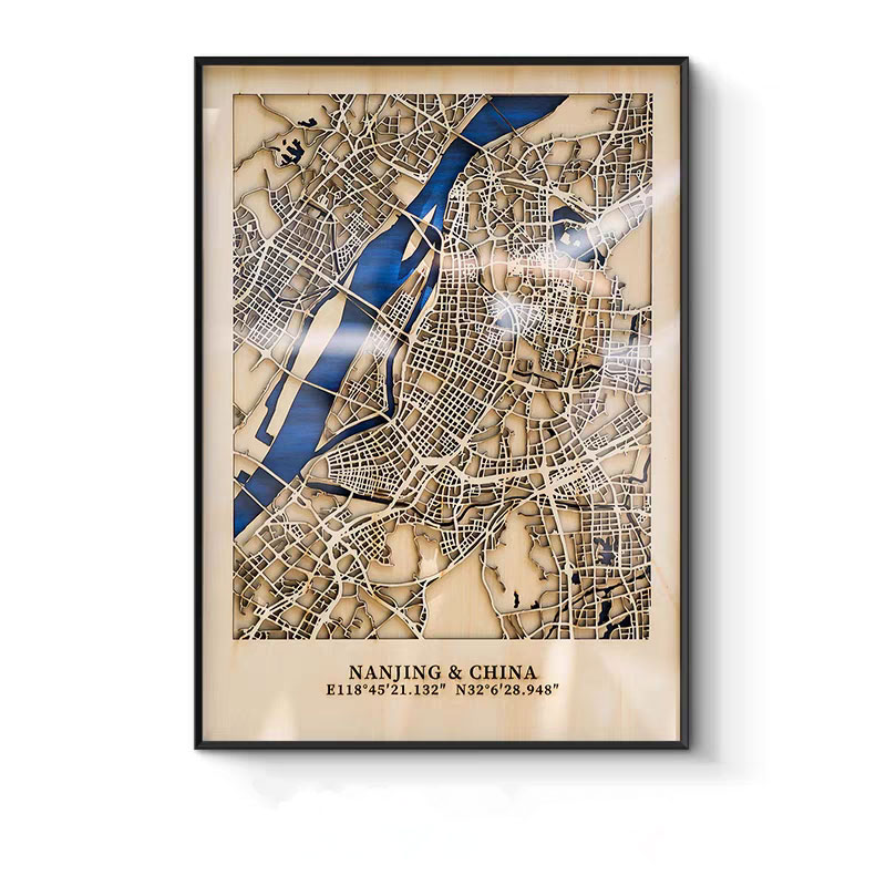 Custom wooden City Map of any location in the world Custom wooden City Map of any location in the world