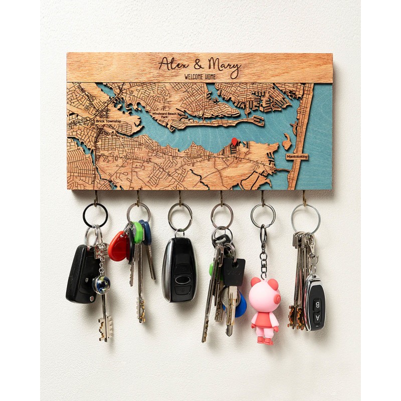 Personalized Map Location Key Holder Personalized Map Location Key Holder
